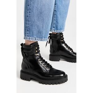 LAST Camesha Combat Boot Lustrous Black Leather Size 9 US 41 EU NIB Classic Cool